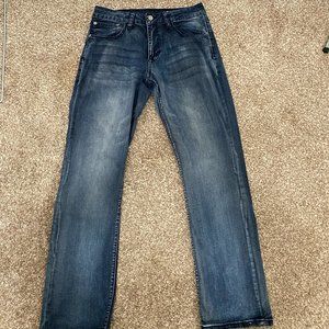 Izod Med Wash Distressed Relaxed Fit Comfort Stretch Mens Jeans Size 30-30